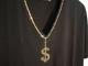 Dollar Gold Swarovski necklace T-shirt��Black
