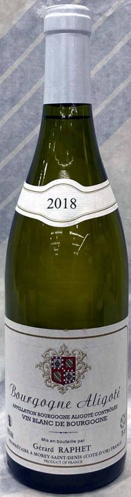 2018年　ブルゴーニュ・アリゴテ　（白）フランス、ブルゴーニュ地方　ジェラール・ラフェ