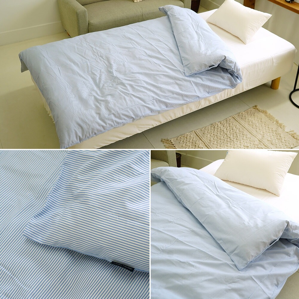 綿100% ストライプ 掛け布団カバー 140×190cm 肌掛カバー 小さめ セミシングル ショートセミシングル コットン 日本製