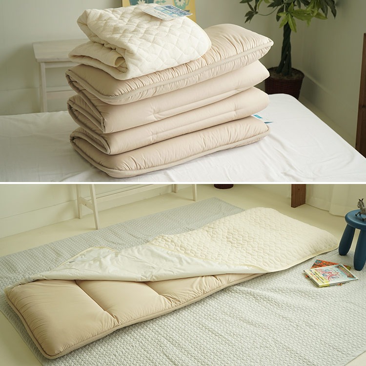 70×200cm 抗菌防臭 防ダニ 6折り敷布団 防水パッド敷パッド 2点セット