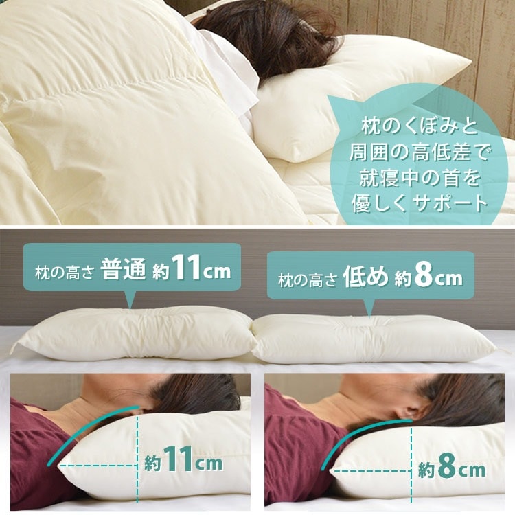 43×63cm 日本加工 けいついサポートタイプ枕 丸洗い可能