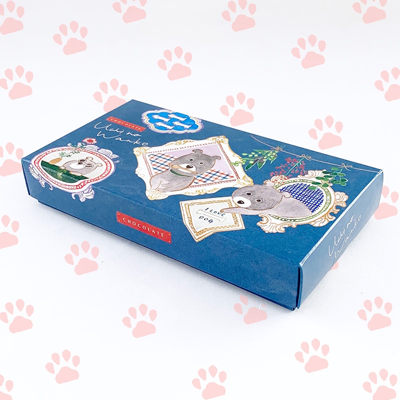 完売】わんこショコラ3コ チョコ ☆青☆【手提げ袋付き