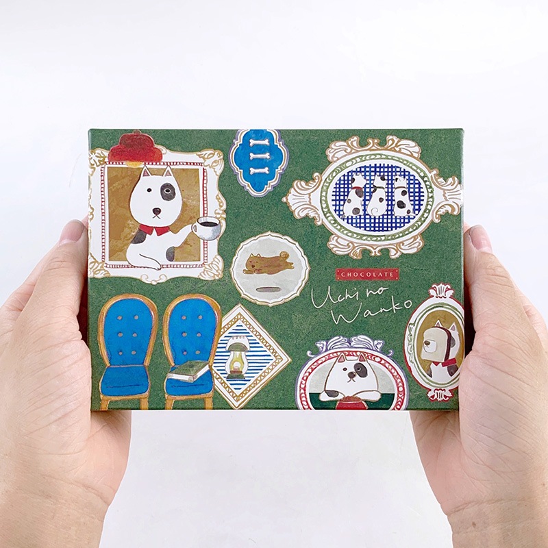 完売】わんこショコラ5コ チョコ ☆緑☆ 【手提げ袋付き