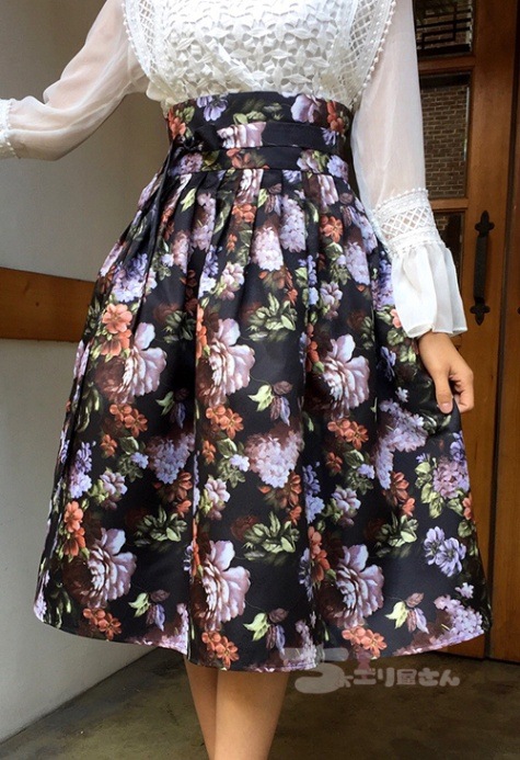 瑠璃濃綿麻ダンガリー チーゴスカート 45R 綿麻ダンガリーのチーゴスカート