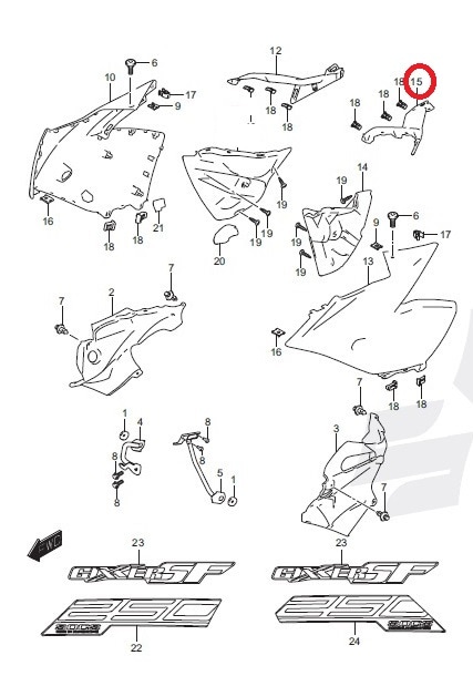 SUZUKI 純正 ジクサーSF250 左 ヘッドライトインナーカウル
