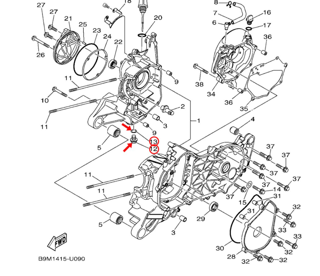 YAMAHA 純正 シグナスGT125/アベニュー125 ドレンボルト＆ワッシャー