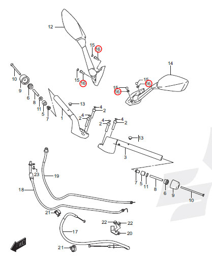 河本太郎　花器 スズキ GIXXER250SF ジクサー 純正ミラー左右 GSX-R CBR YZF ZX