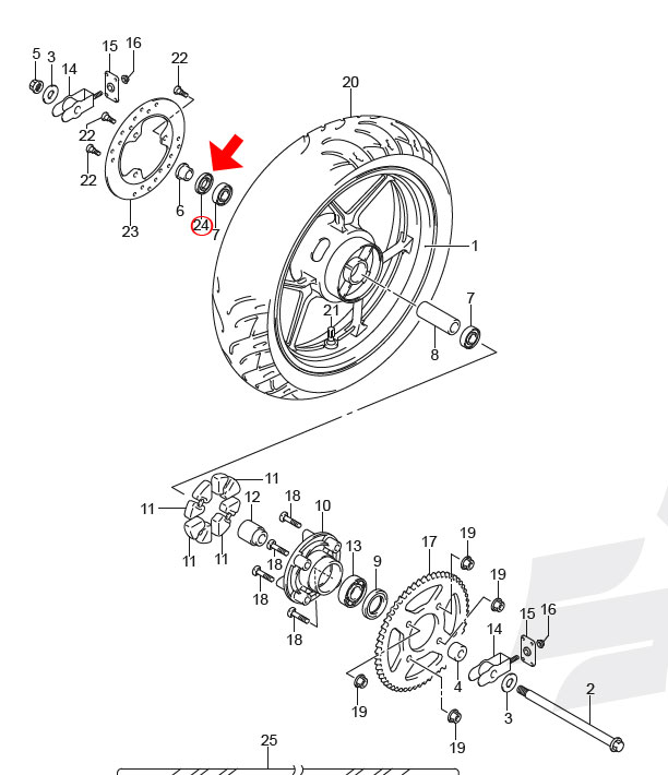 SUZUKI 純正 ジクサー150['20-] リアホイール用ダストシール[2個