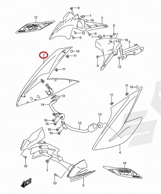 SUZUKI 純正 ジクサー150ネイキッド['20-] 右フロントサイドカウル