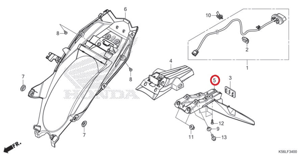 HONDA 純正 WINNER-X リアフェンダー ロア #80110-K56-V00【FENDER, RR