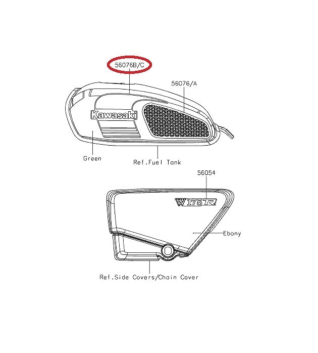 KAWASAKI 純正 W175TR SE['20] タンクステッカー左[車体カラー