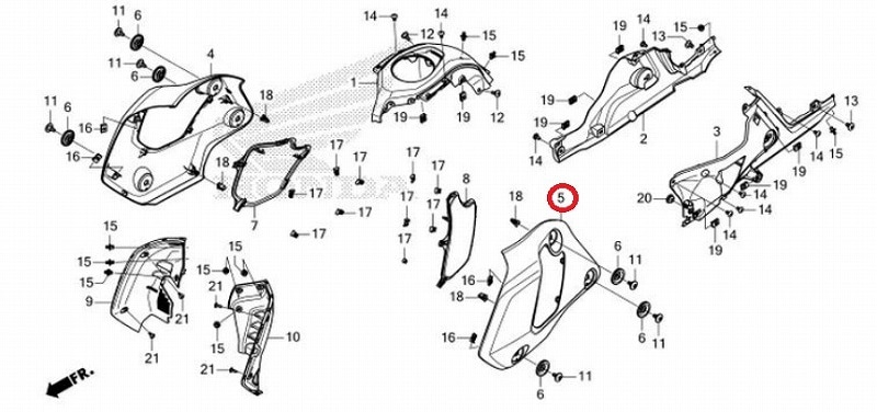 HONDA 純正 GROM[2021モデル] 左シュラウドA [車体カラー:ブラック