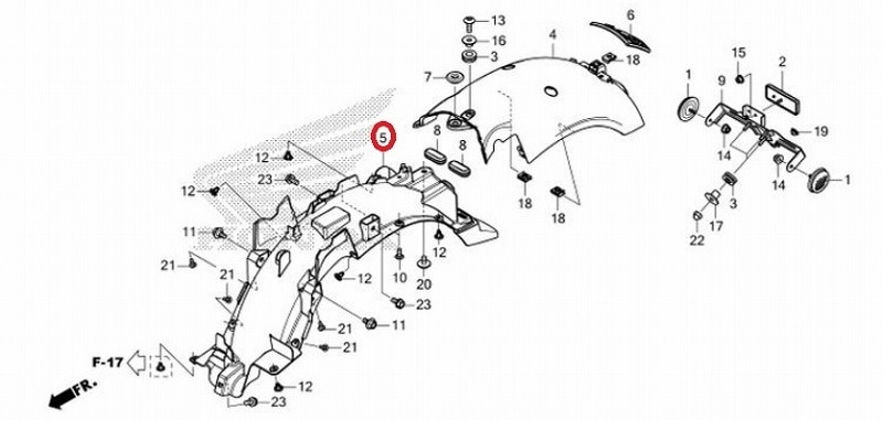 HONDA 純正 CT125[タイ仕様] インナーリアフェンダー #80102-K2E-T00