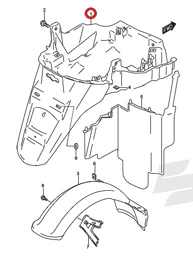 SUZUKI 純正 インド仕様バーグマン125Fi リアフェンダー #63111-44K10