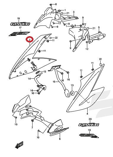 SUZUKI 純正 ジクサー250ネイキッド['20-] 右フロントサイドカウル