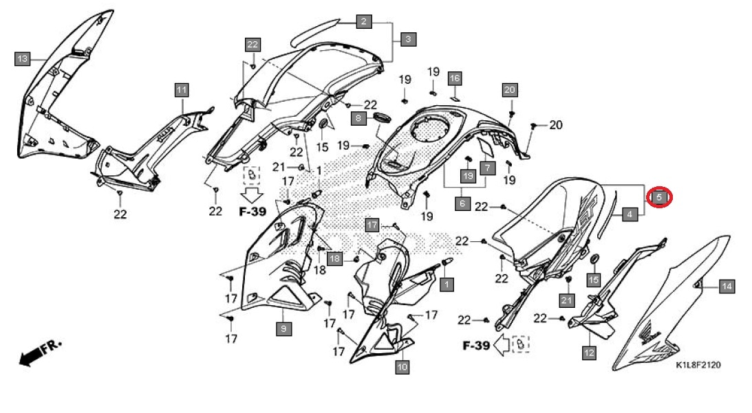 HONDA 純正 HORNET2.0 左タンクカバー [2022年モデル ブラック