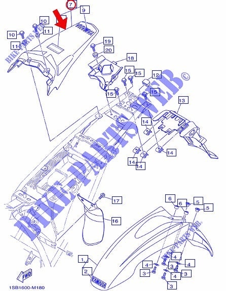 YAMAHA 純正 フィリピン仕様XTZ125 リアフェンダー【ブルー】 #2MC