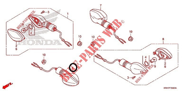 33450-K0F-T01 ウインカーASSY、L.フロント HONDA（ホンダ） 33450-K0F-T01 ウインカーASSY、L.フロント HONDA（ホンダ