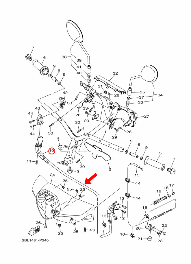 YAMAHA ���� �����ɥե��顼�� QBIX �����åȥ륱���֥�ASSY #2BM-F6301-00