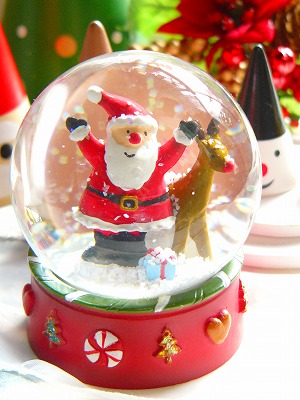 スノードーム・M/サンタ＆トナカイ | インテリア・ディスプレイ小物