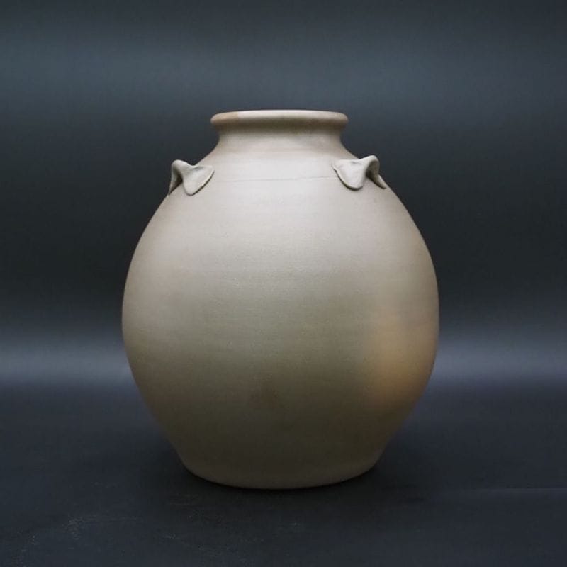 【アウトレット(B級)品】忠孝オリジナル陶器「琉球城焼 三升空甕（5400ml) シリコン蓋付き　窯変なし」