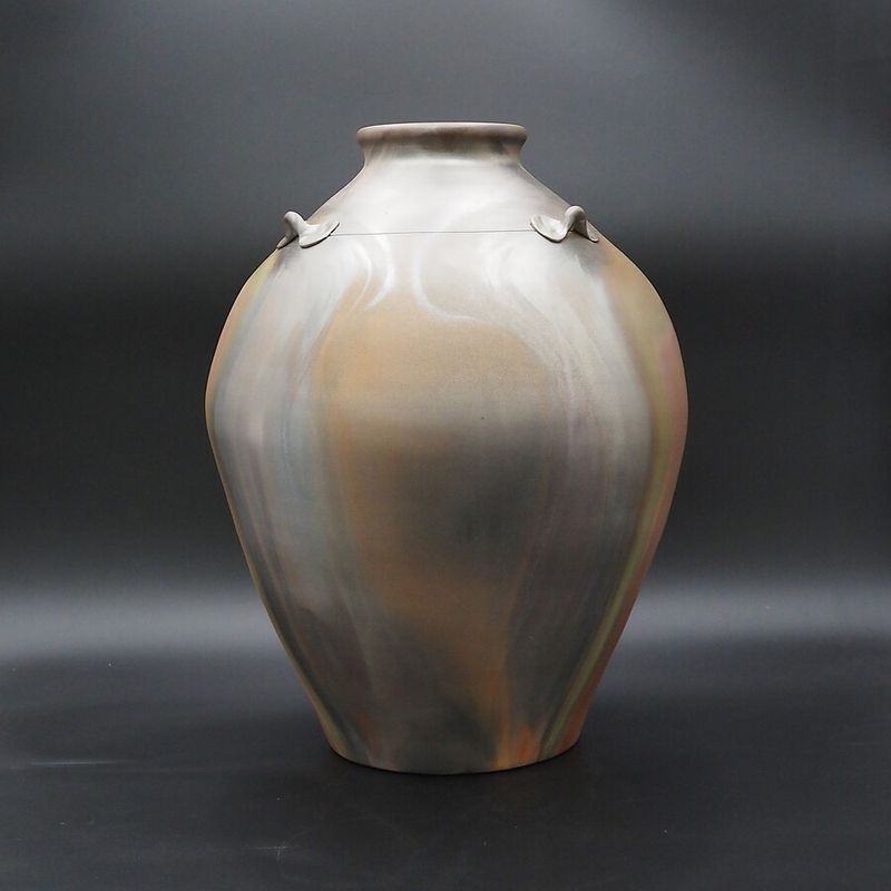 超レア【アウトレット(B級)品】忠孝オリジナル陶器「琉球城焼 一斗空甕（18000ml) シリコン蓋付き・窯変アリ」