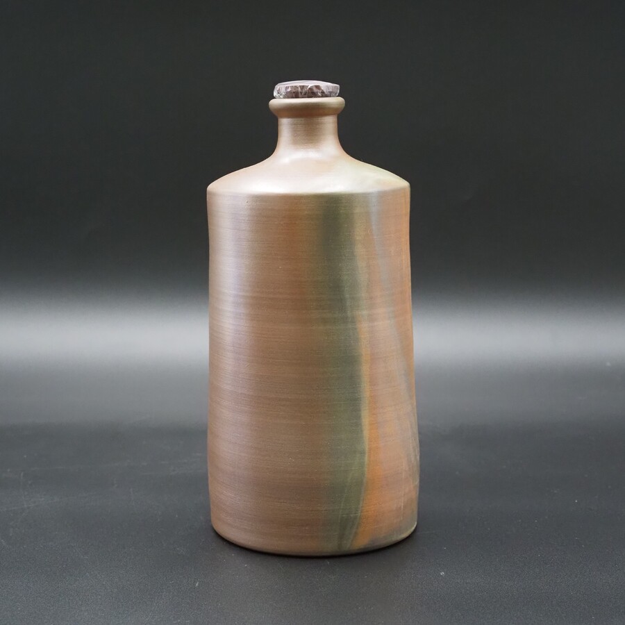 【アウトレット(B級)品】忠孝オリジナル陶器「琉球城焼 900ml空甕 シリコン蓋付き・窯変あり」