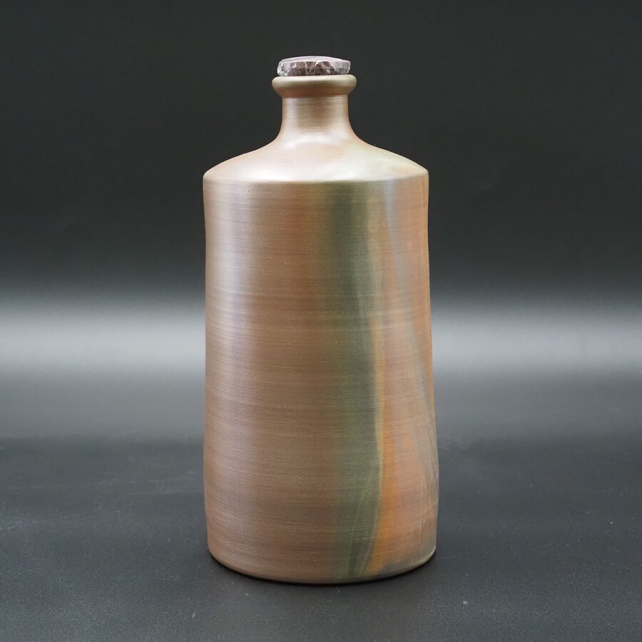 【アウトレット(B級)品】忠孝オリジナル陶器「琉球城焼 900ml空甕 シリコン蓋付き・窯変あり」