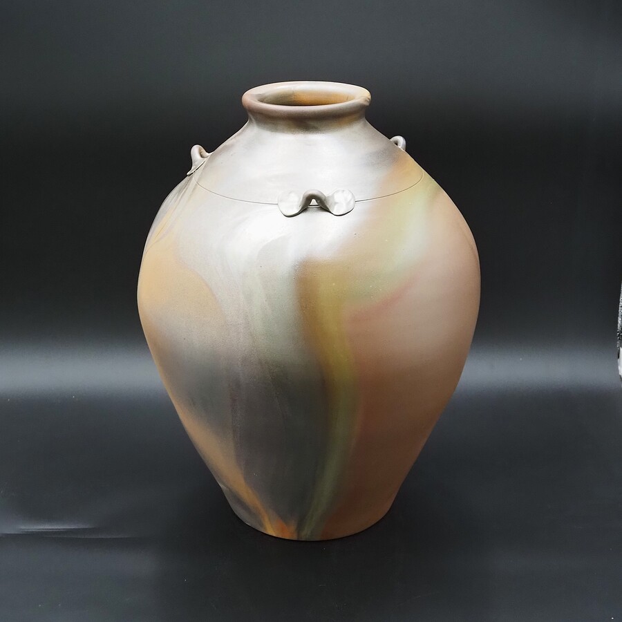 超レア【アウトレット(B級)品】忠孝オリジナル陶器「琉球城焼 一斗空甕（18000ml) シリコン蓋付き・窯変アリ」