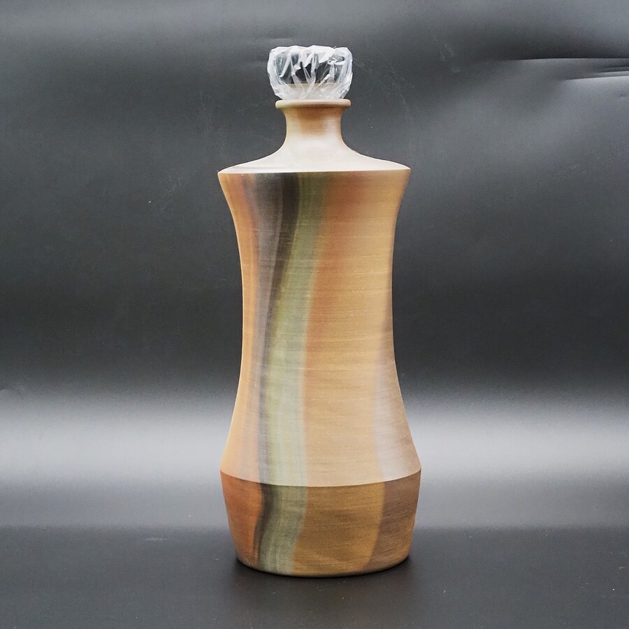 忠孝オリジナル陶器「忠孝窯 一升空甕（1800ml) シリコン蓋付き・窯変あり」