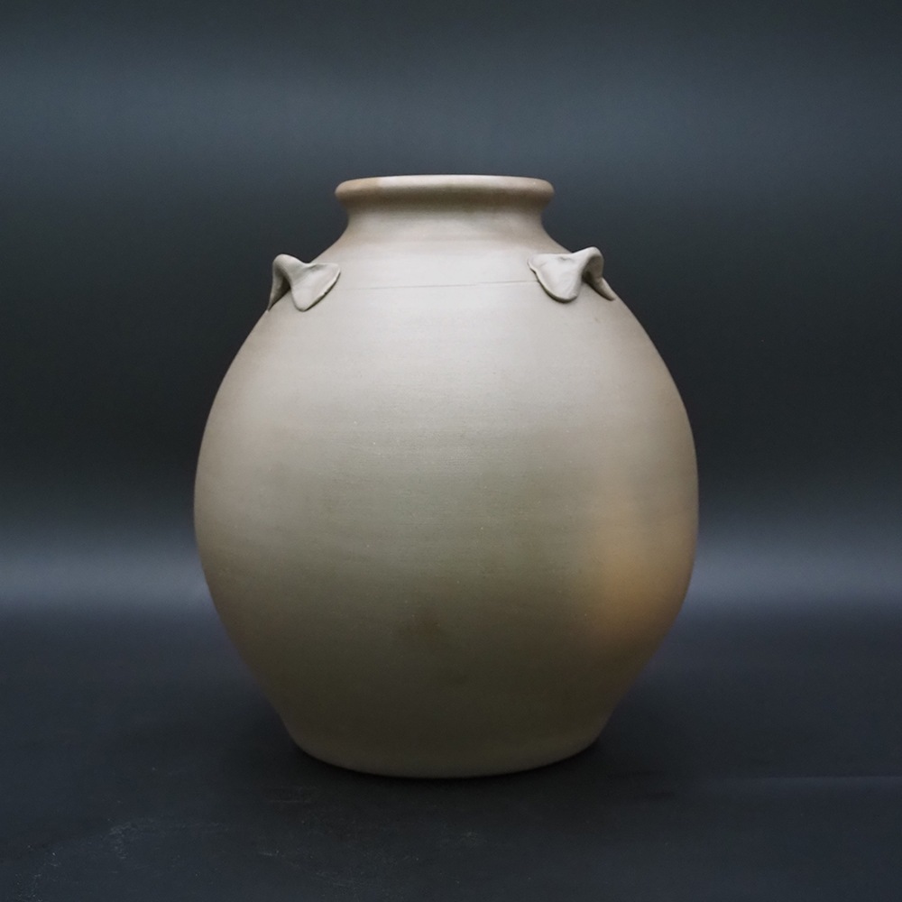 【アウトレット(B級)品】忠孝オリジナル陶器「琉球城焼 三升空甕（5400ml) シリコン蓋付き　窯変なし」