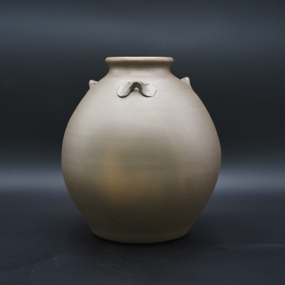 【アウトレット(B級)品】忠孝オリジナル陶器「琉球城焼 三升空甕（5400ml) シリコン蓋付き　窯変なし」