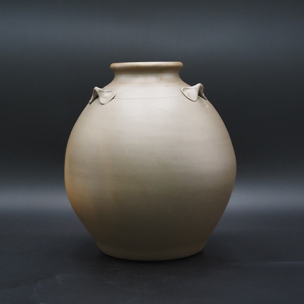 【アウトレット(B級)品】忠孝オリジナル陶器「琉球城焼 三升空甕（5400ml) シリコン蓋付き　窯変なし」