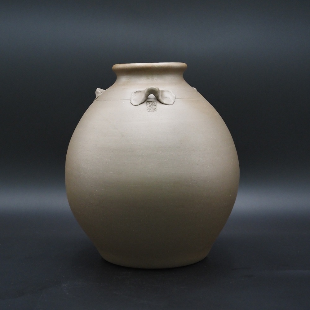 【アウトレット(B級)品】忠孝オリジナル陶器「琉球城焼 三升空甕（5400ml) シリコン蓋付き　窯変なし」