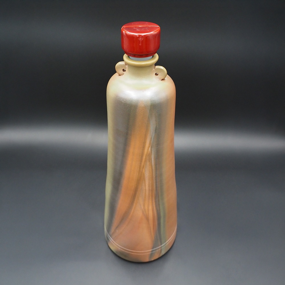 【アウトレット(B級)品】忠孝オリジナル陶器「琉球城焼 豊見3200ml空甕 シリコン蓋付き・窯変あり」