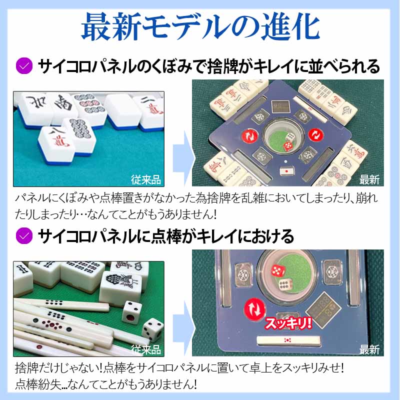 座卓式 全自動麻雀卓 点数表示 四角サイコロパネル 28ミリ牌×2面