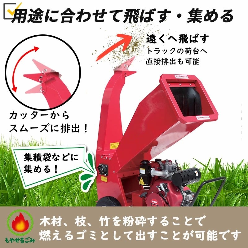 15馬力 ガソリンエンジン式 粉砕機 WS-15HP 家庭用 業務用兼用 竹 枝