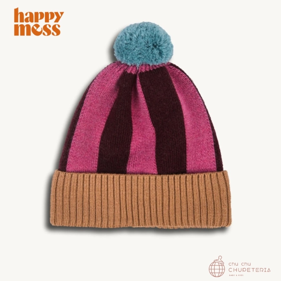【happymess】merino beanie hat - cherry berry