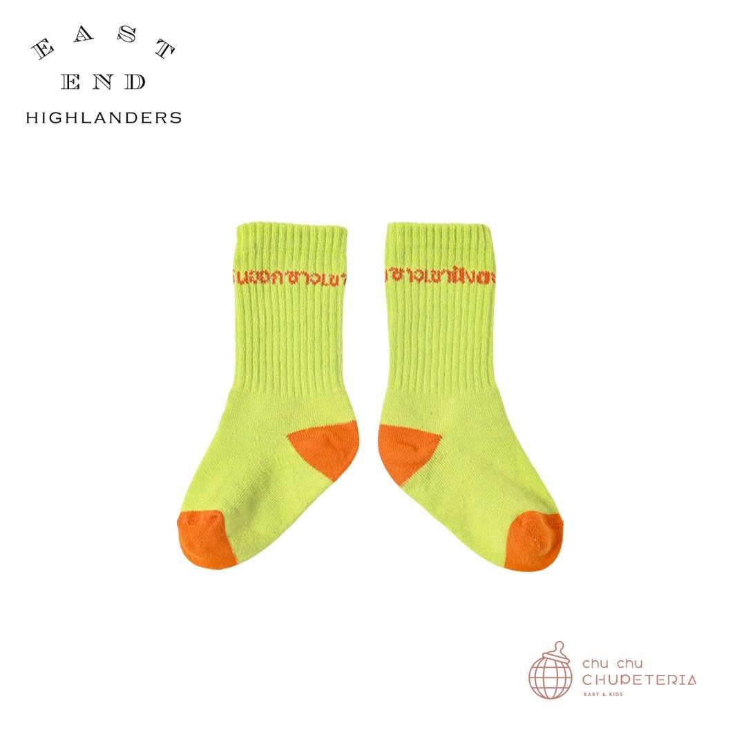 【EAST END HIGHLANDERS】ALPHABET SOCKS - Light Green x Orange