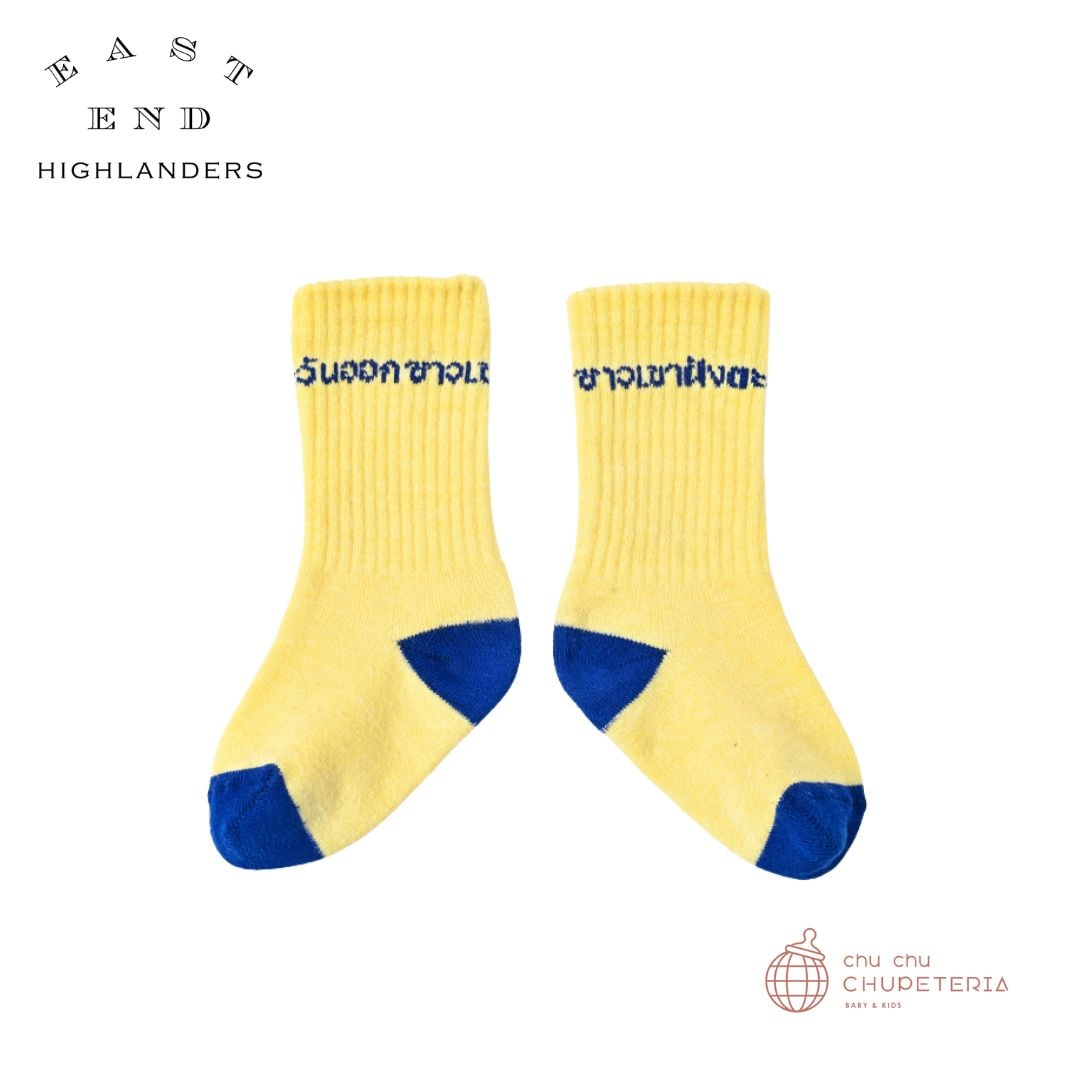 【EAST END HIGHLANDERS】ALPHABET SOCKS - Yellow x Blue