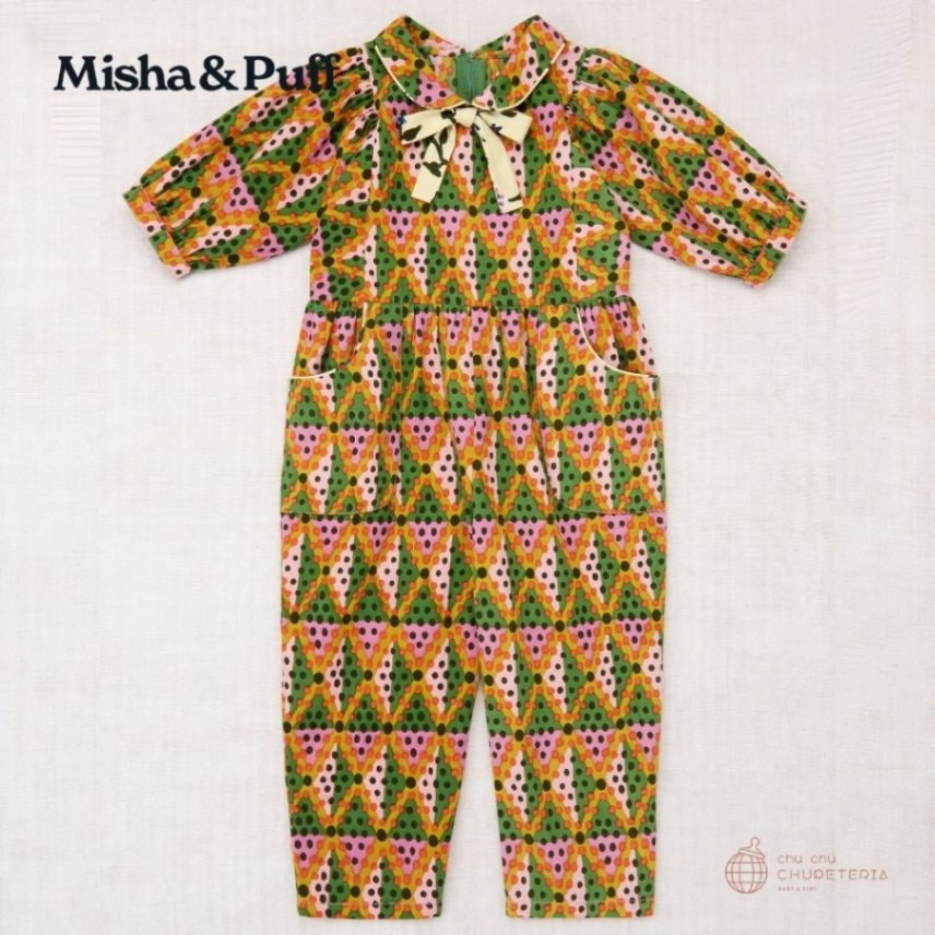 【Misha & Puff】ラスト1点_2Y: Zora Jumpsuit - Hazy Lilac Harlequin Dots