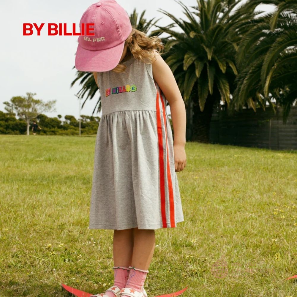 【BY BILLIE】Relaxed Cotton Dress - Grey/Red
