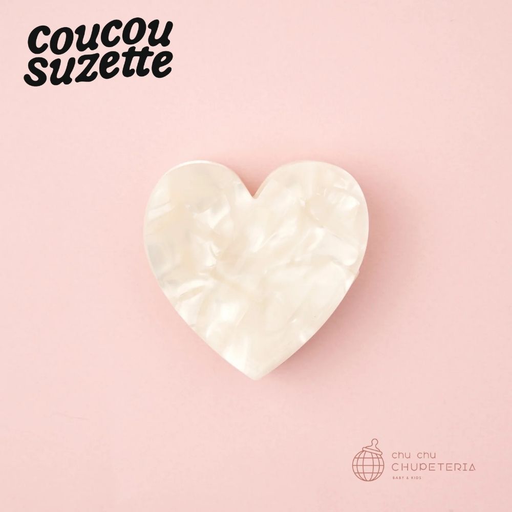 【Coucou Suzette】White Heart Mini Hair Claw