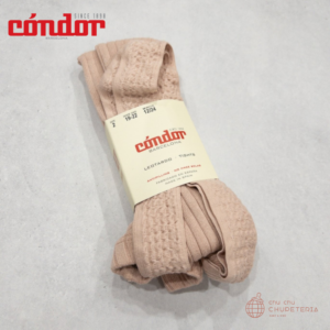 【Condor】Rib tights with elastic suspenders 544: Rosa Emplovado