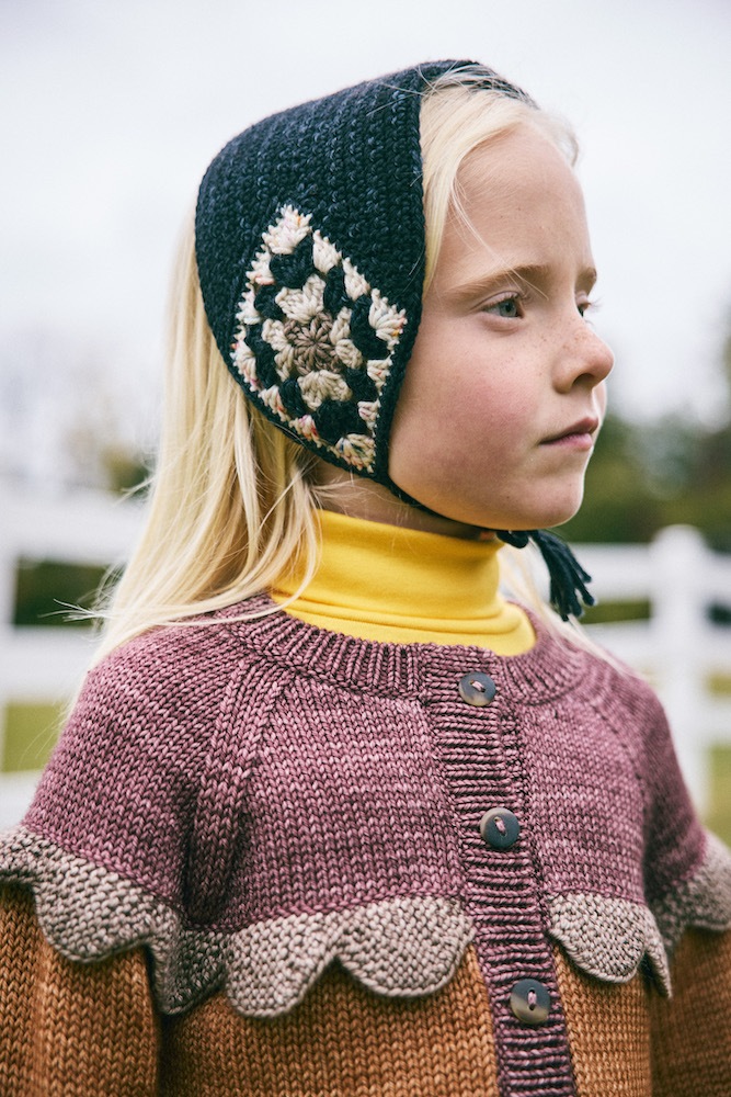 misha and puff 長袖 5Y Misha & Puff】ラスト1点_5Y: Scallop Yoke Cardigan - Rose