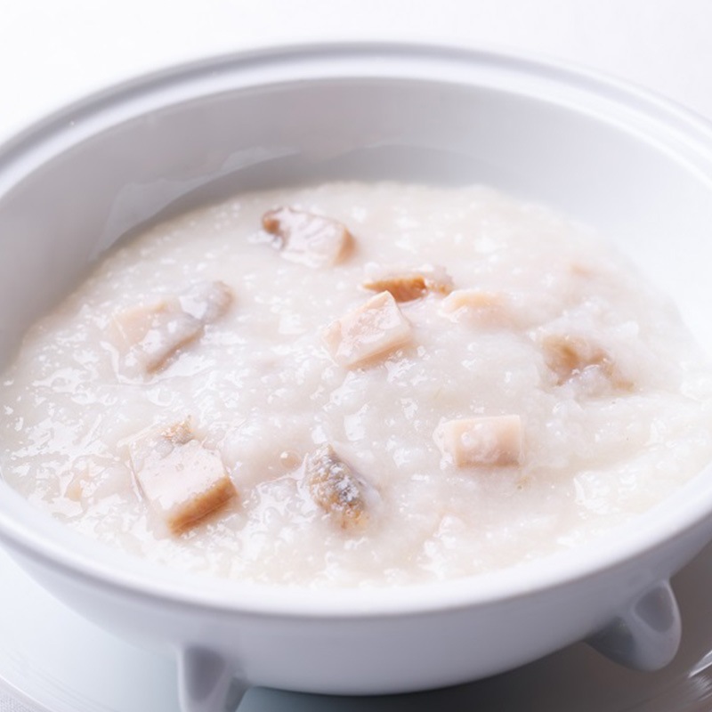 焼きフカヒレの上湯ソースとアワビのお粥のセット(2人前)