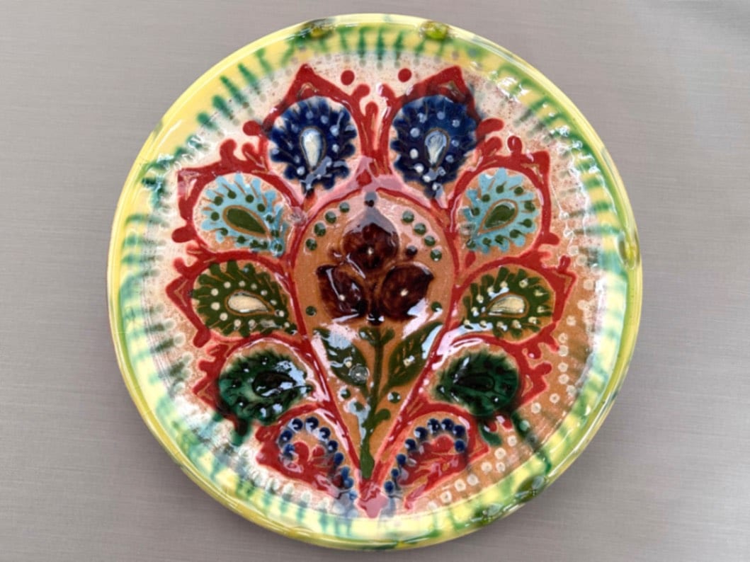 ウズベキスタン陶器 ギジュドゥヴァンセラミックス製 大プレート