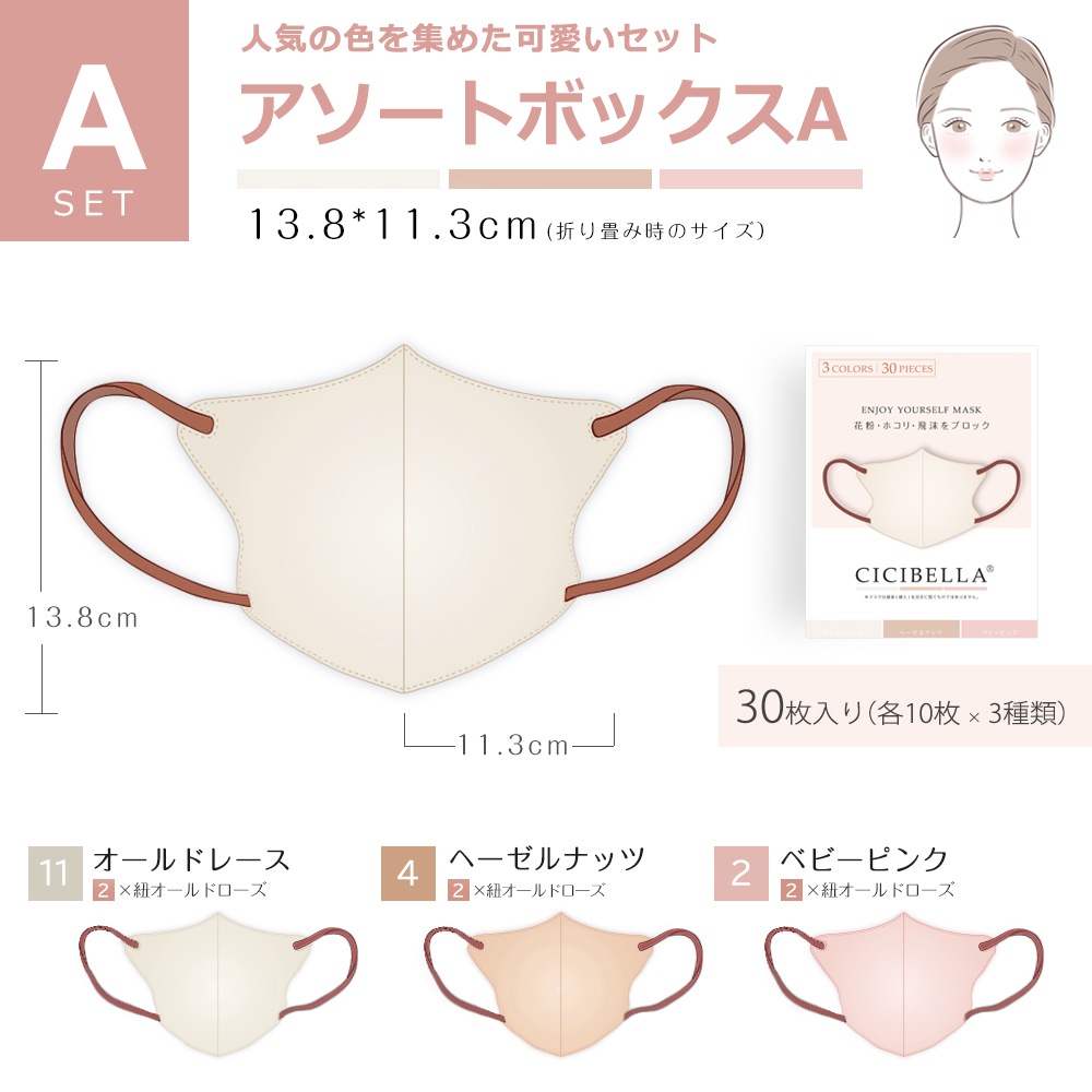 cicibella3Dマスク Cタイプ アソートボックス 4箱 | 製品情報,製品