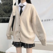 ロングスリーブルーズニットカーディガン◆アウター　S、M、L、XL、XXL|アウター|ファッションカテゴリー