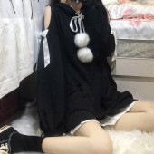 オフショルリボンスリーブパーカー◆トップス　パーカー　S、M、L、XL、XXL|トップス|ファッションカテゴリー